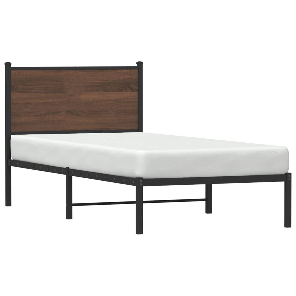 vidaXL Metallbett ohne Matratze Braun Eichen-Optik 90x200 cm