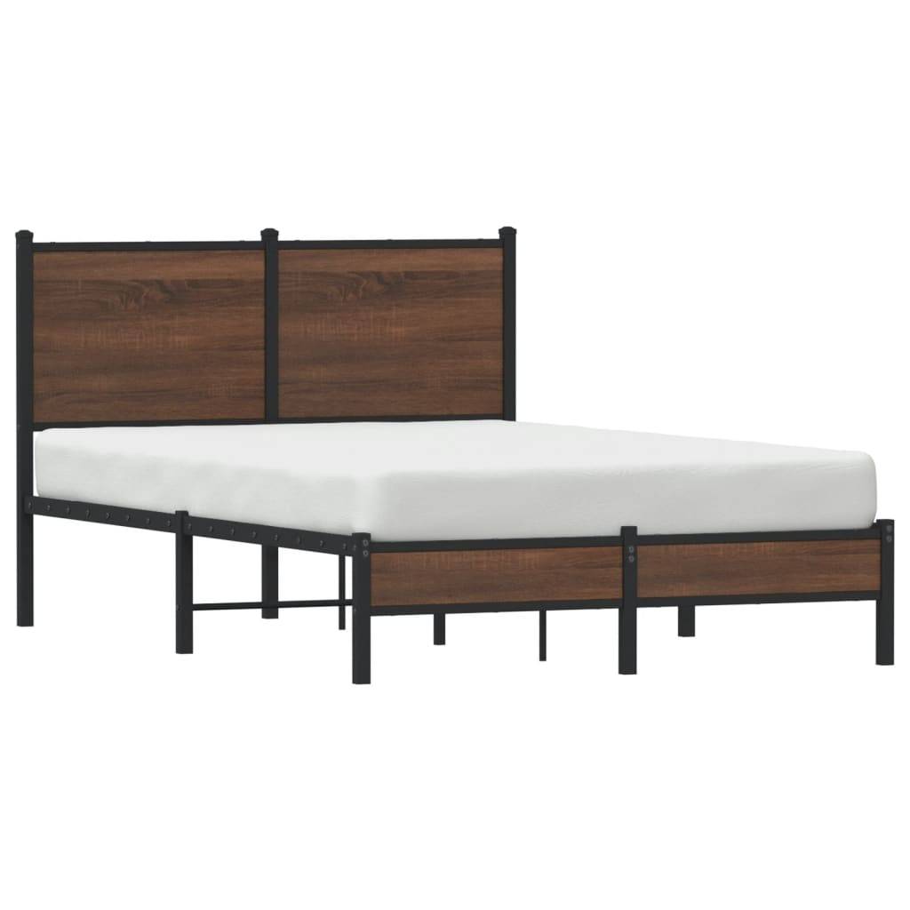 vidaXL Metallbett ohne Matratze Braun Eichen-Optik 120x200 cm