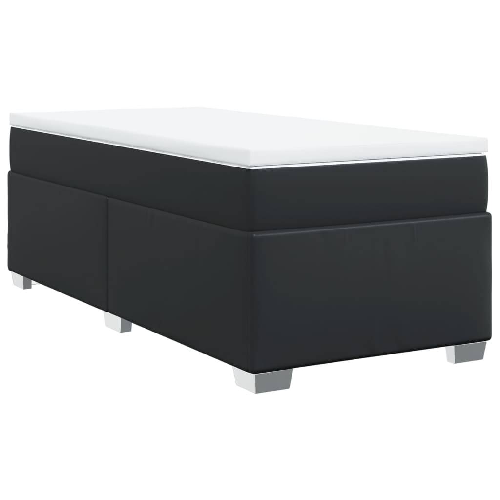 vidaXL Boxspringbett mit Matratze Schwarz 90x190 cm Kunstleder
