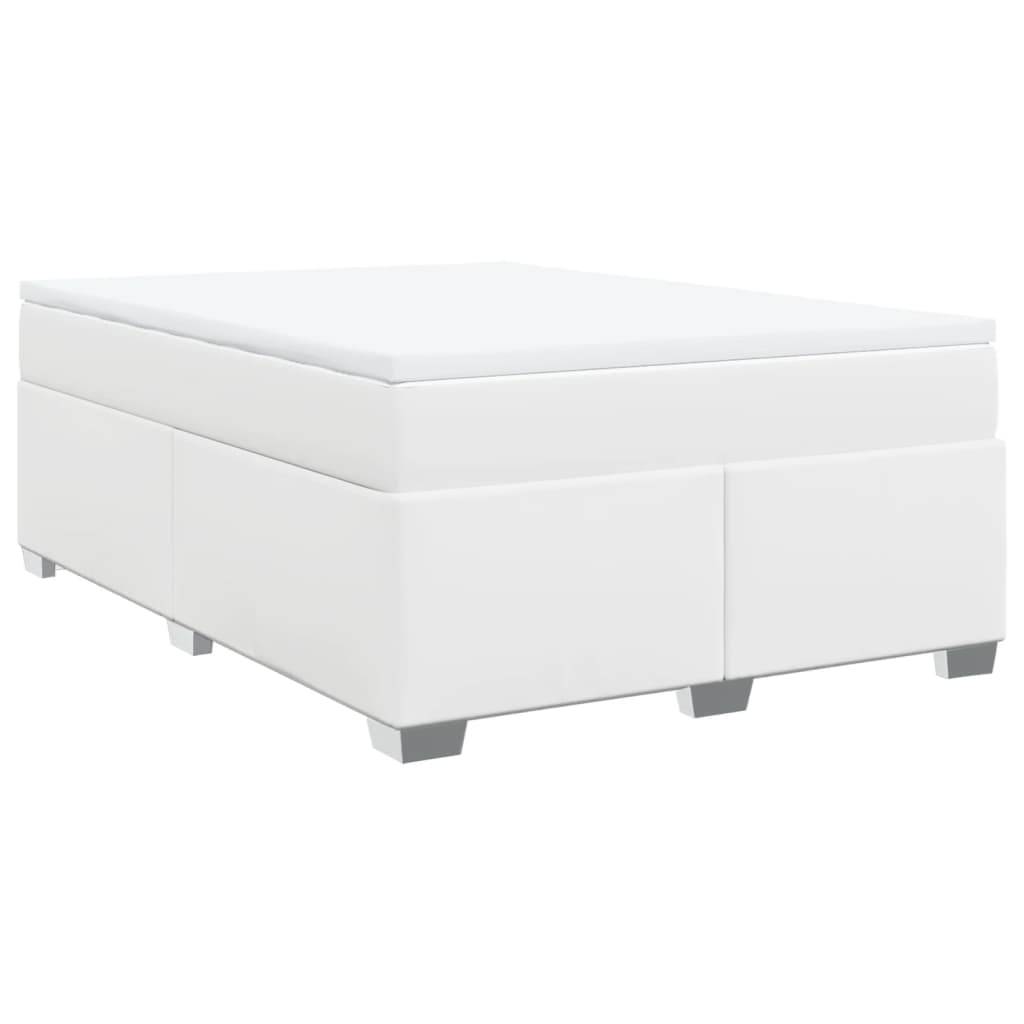 vidaXL Boxspringbett mit Matratze Weiß 140x190 cm Kunstleder