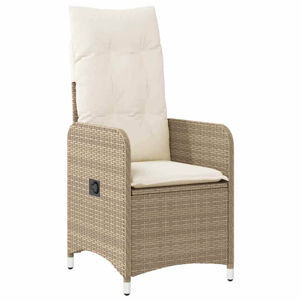 vidaXL 3-tlg. Garten-Bistro-Set mit Kissen Beige Poly Rattan