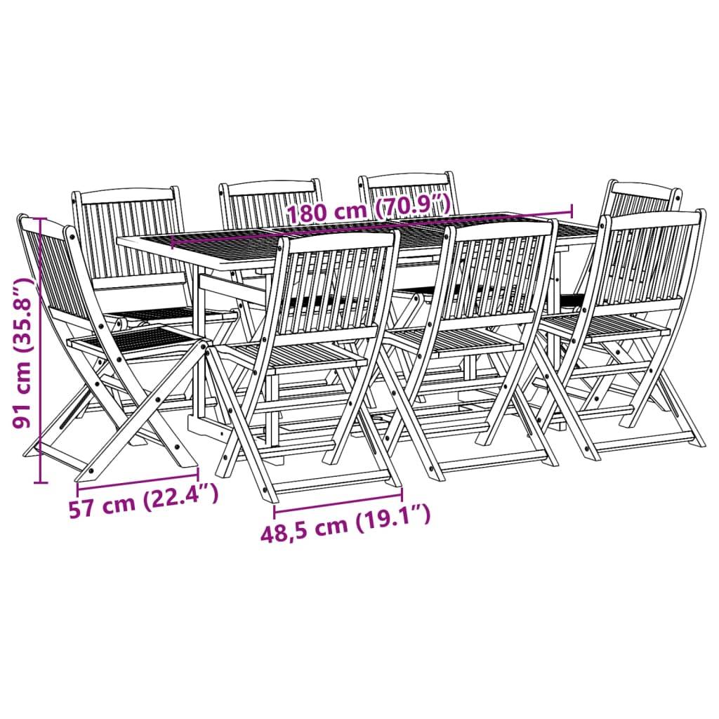vidaXL 9-tlg. Garten-Essgruppe 180x90x75 cm Massivholz Akazie