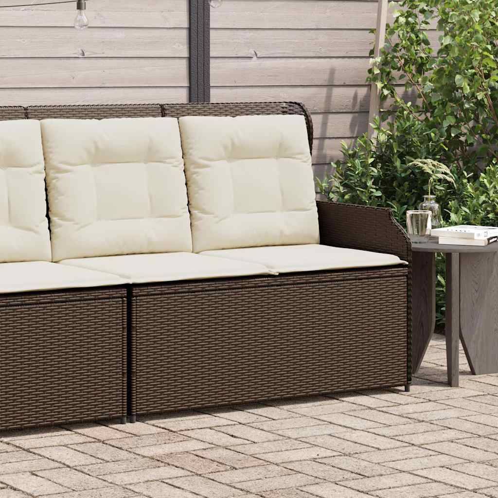 vidaXL Gartenbank Verstellbar mit Kissen Braun Poly Rattan