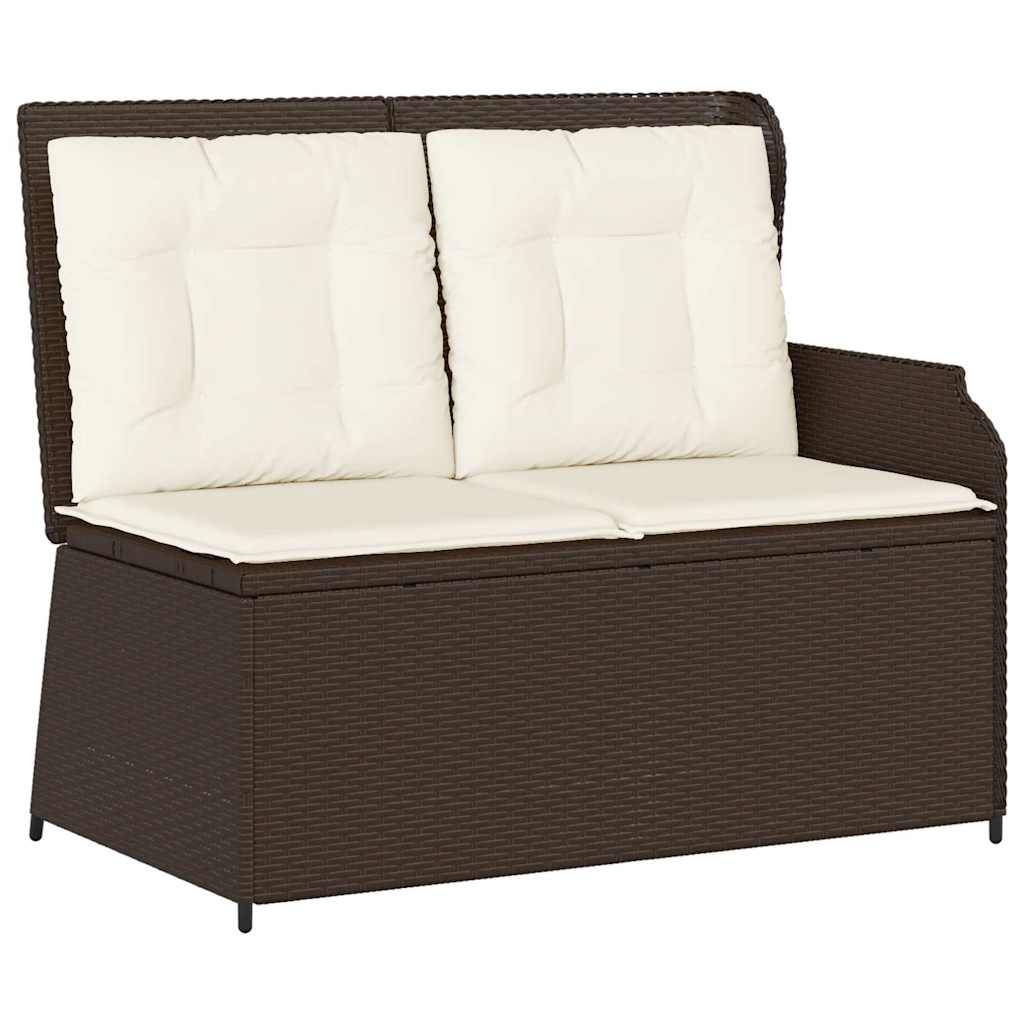 vidaXL Gartenbank Verstellbar mit Kissen Braun Poly Rattan