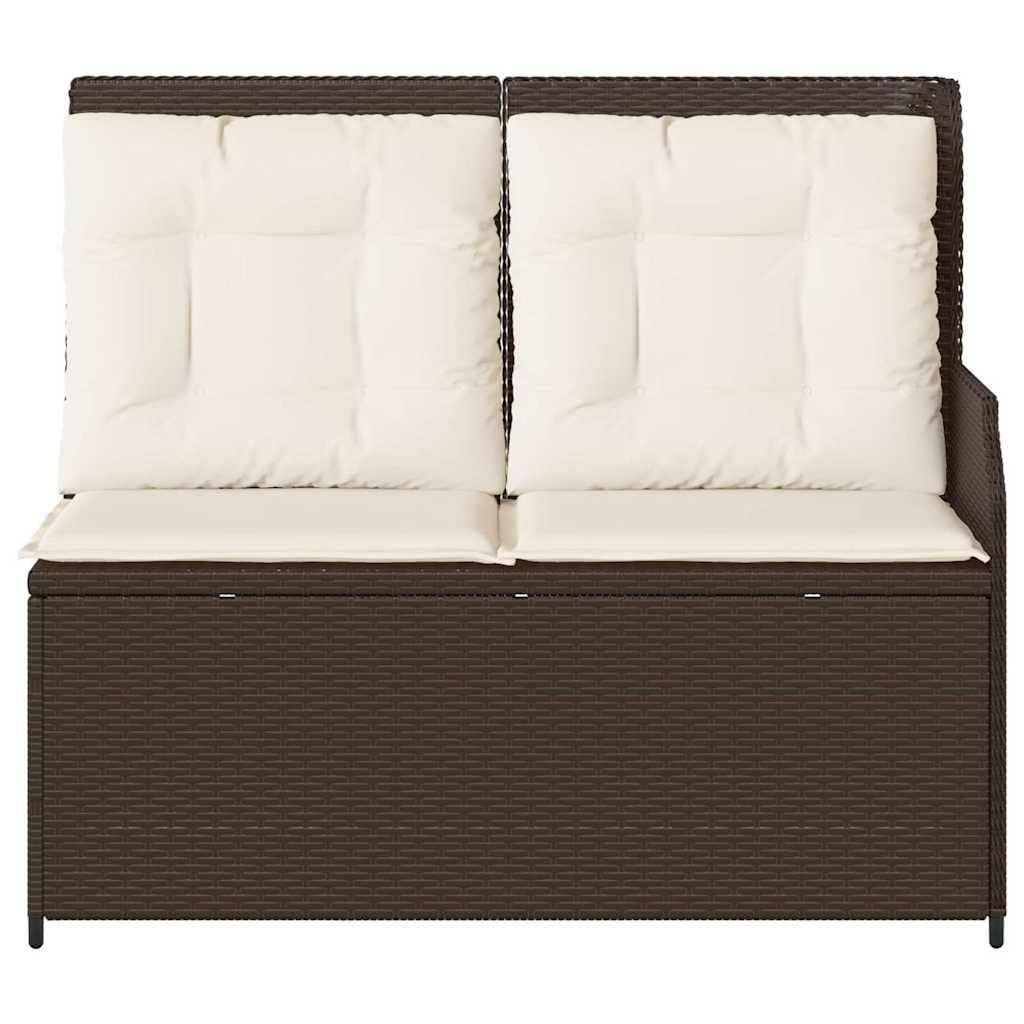 vidaXL Gartenbank Verstellbar mit Kissen Braun Poly Rattan