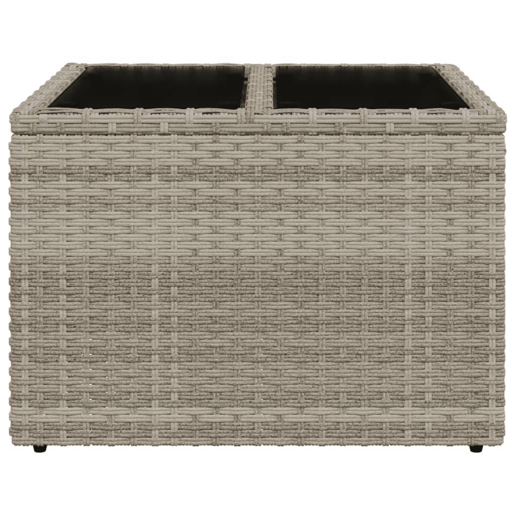 vidaXL Gartentisch mit Glasplatte Hellgrau 55x55x37 cm Poly Rattan