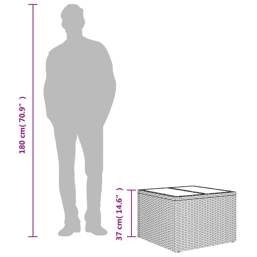 vidaXL Gartentisch mit Glasplatte Braun 55x55x37 cm Poly Rattan