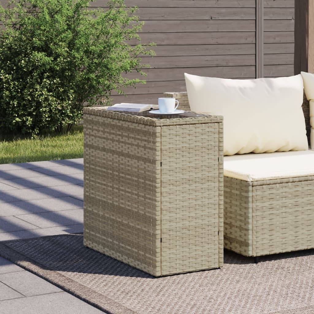 vidaXL Garten-Beistelltisch mit Glasplatte 58x27,5x55 cm Poly Rattan