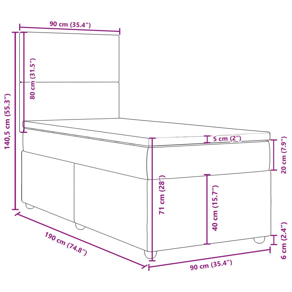 vidaXL Boxspringbett mit Matratze Creme 90x190 cm Stoff