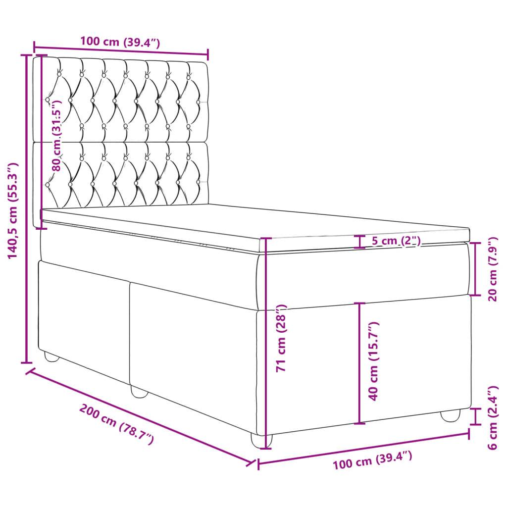 vidaXL Boxspringbett mit Matratze Dunkelgrau 100x200 cm Stoff