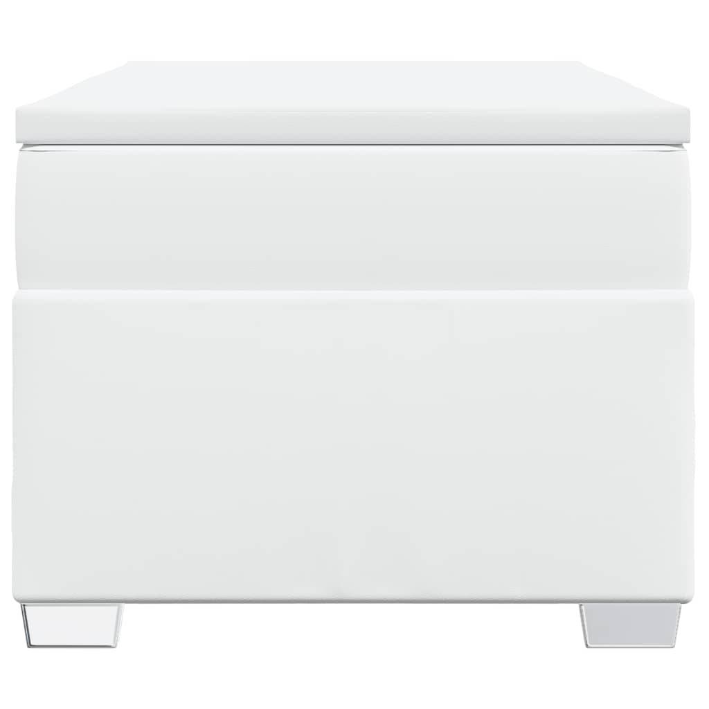 vidaXL Boxspringbett mit Matratze Weiß 90x200 cm Kunstleder