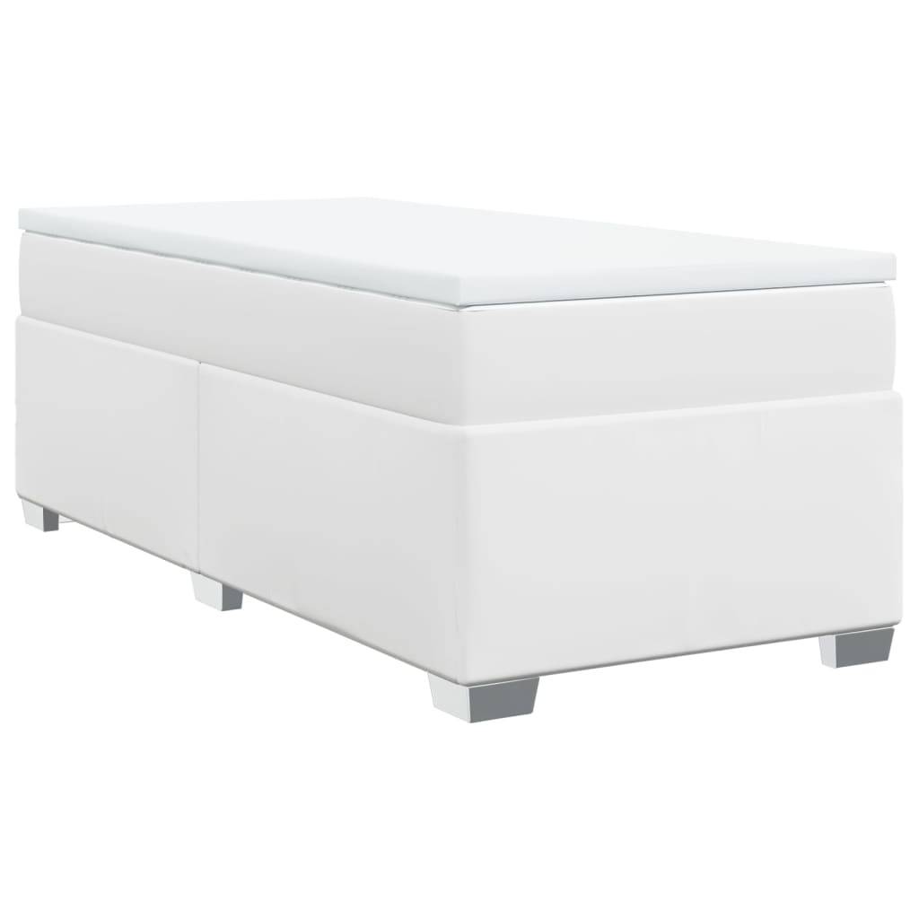 vidaXL Boxspringbett mit Matratze Weiß 90x200 cm Kunstleder