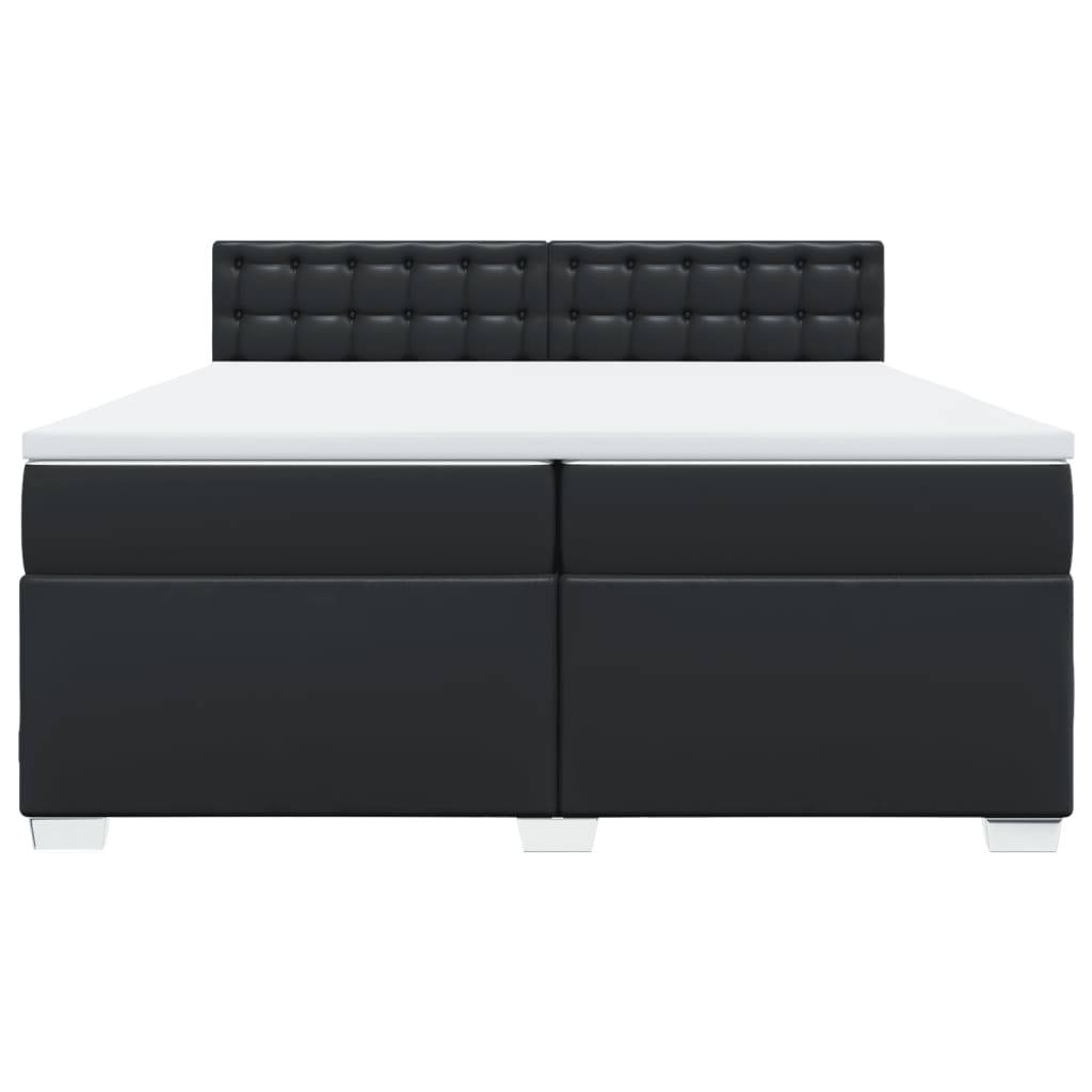 vidaXL Boxspringbett mit Matratze Schwarz 200x200 cm Kunstleder