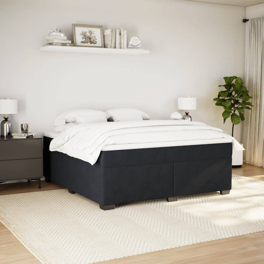vidaXL Boxspringbett mit Matratze Schwarz 180x200 cm Samt