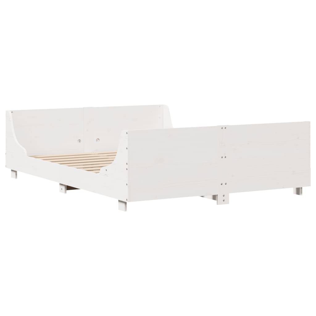 vidaXL Massivholzbett ohne Matratze Weiß 135x190 cm Kiefernholz