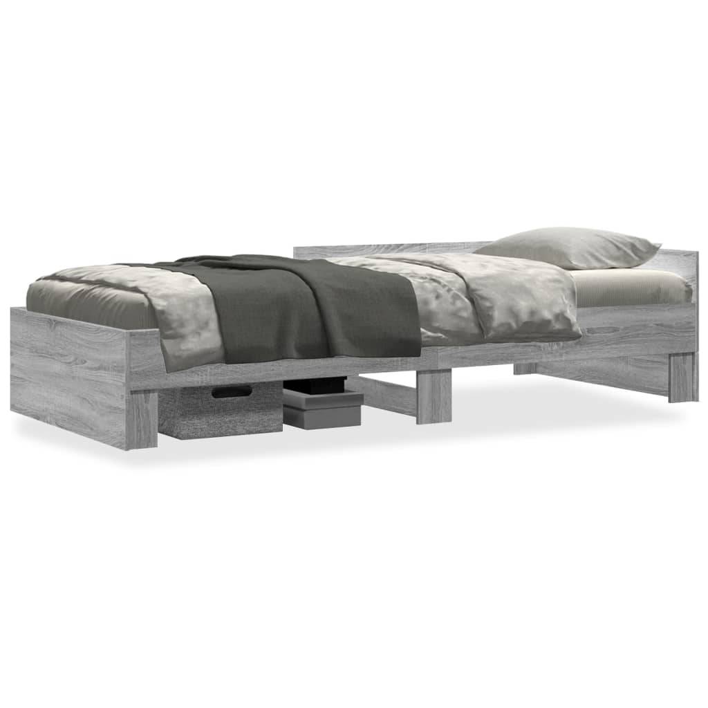 vidaXL Bettgestell Grau Sonoma 100x200 cm Holzwerkstoff
