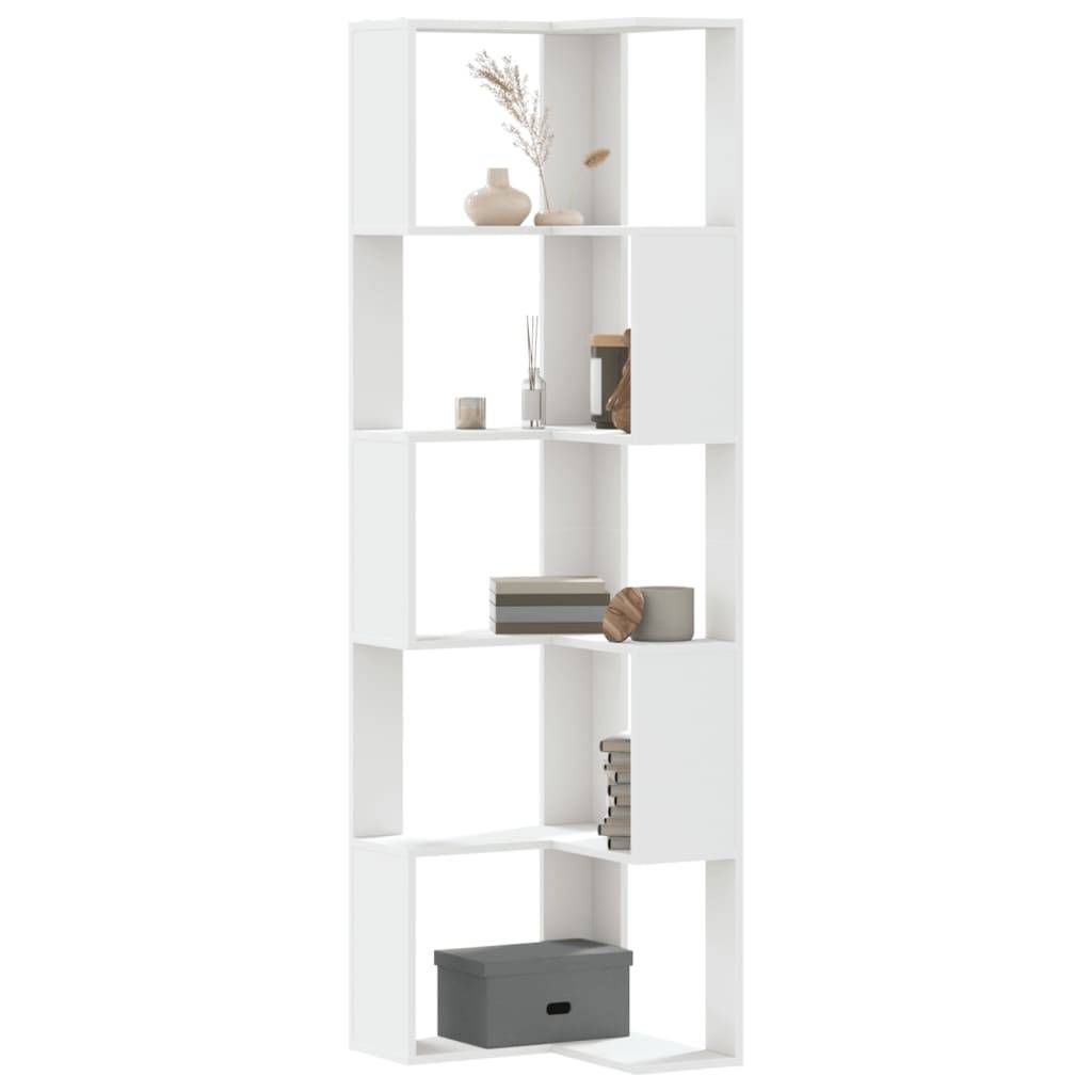 vidaXL Eck-Bücherregal 5 Böden Weiß 50x50x179 cm Holzwerkstoff