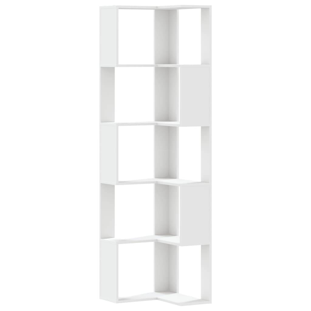 vidaXL Eck-Bücherregal 5 Böden Weiß 50x50x179 cm Holzwerkstoff