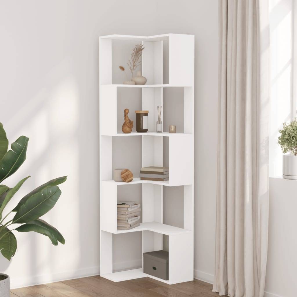 vidaXL Eck-Bücherregal 5 Böden Weiß 50x50x179 cm Holzwerkstoff