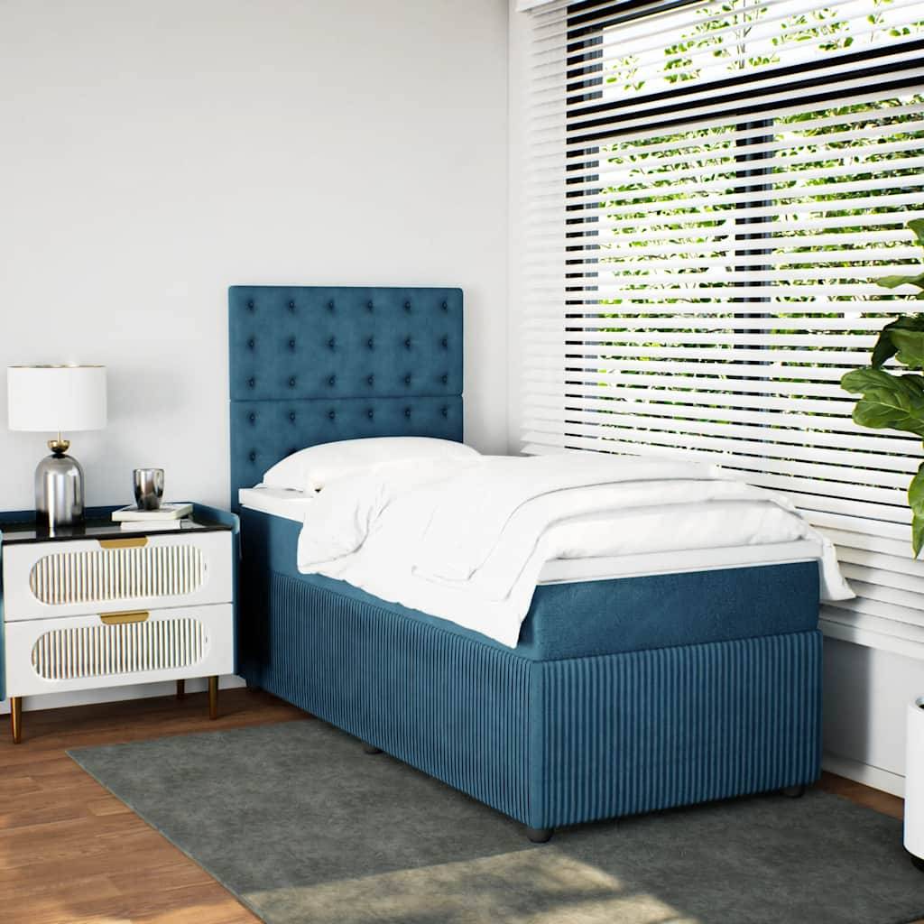 vidaXL Boxspringbett mit Matratze Dunkelblau 80x200 cm Samt