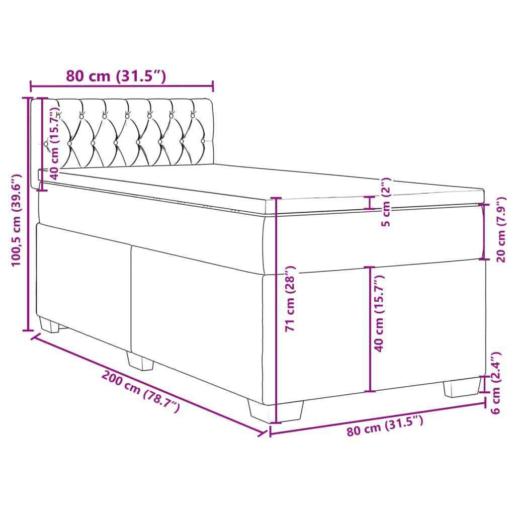 vidaXL Boxspringbett mit Matratze Hellgrau 80x200 cm Stoff
