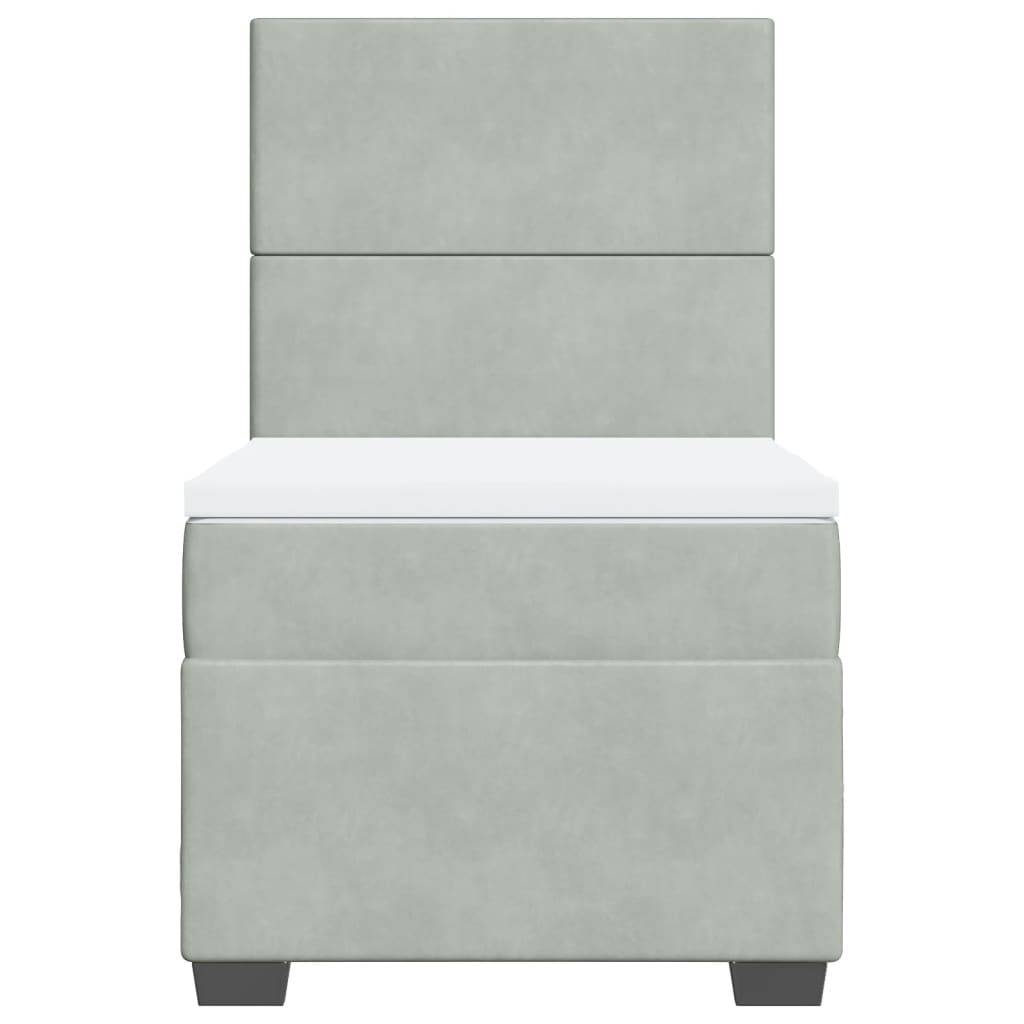 vidaXL Boxspringbett mit Matratze Hellgrau 90x200 cm Samt