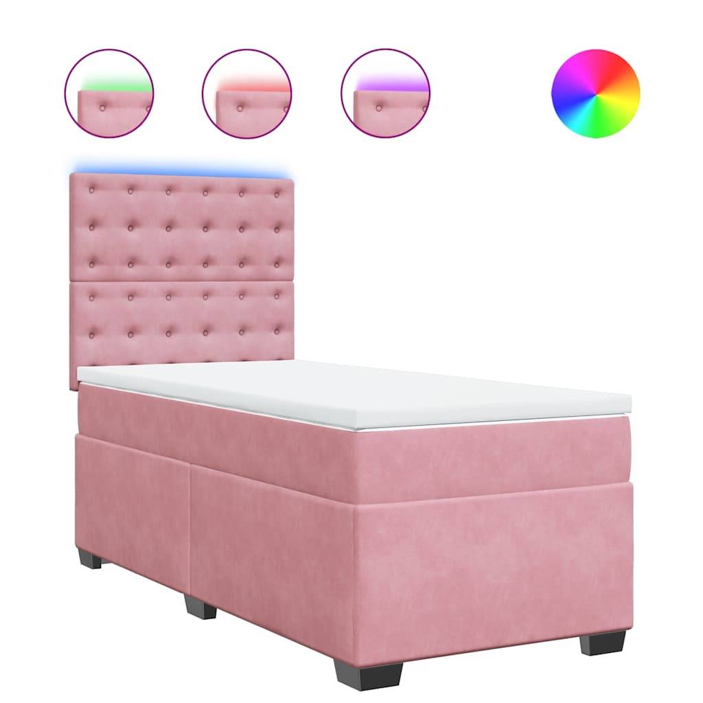 vidaXL Boxspringbett mit Matratze Rosa 80x200 cm Samt