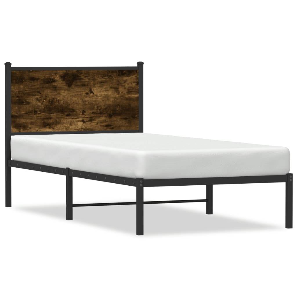 vidaXL Metallbett ohne Matratze Räuchereiche 80x200 cm