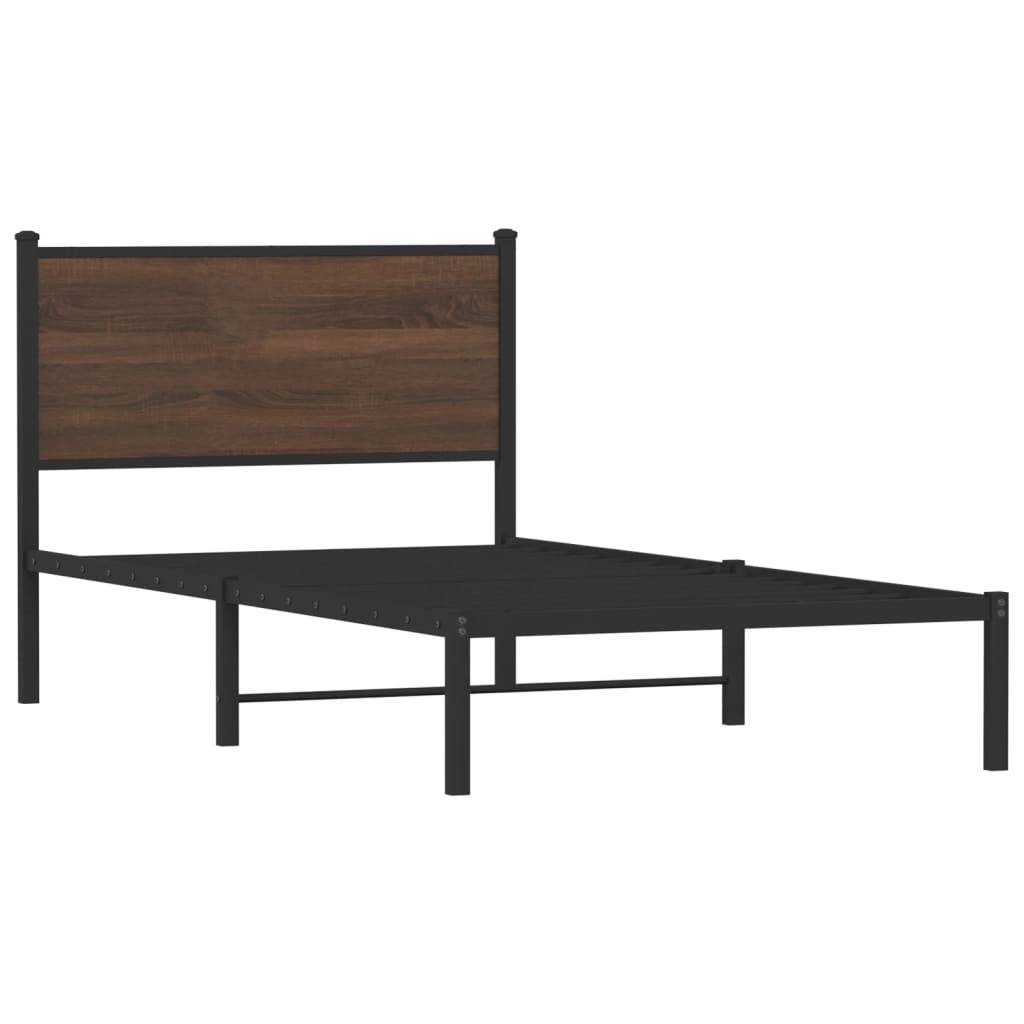 vidaXL Metallbett ohne Matratze Braun Eichen-Optik 100x190 cm