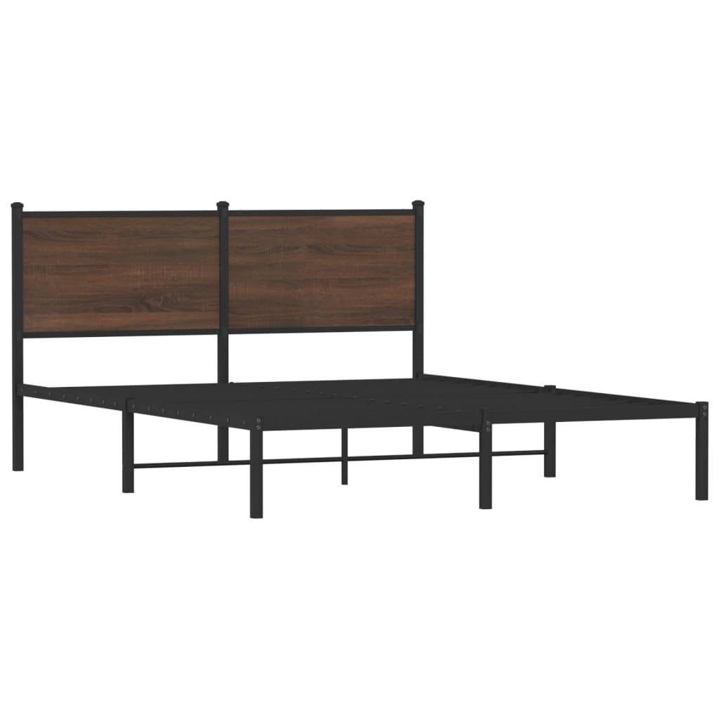 vidaXL Metallbett ohne Matratze Braun Eichen-Optik 150x200 cm