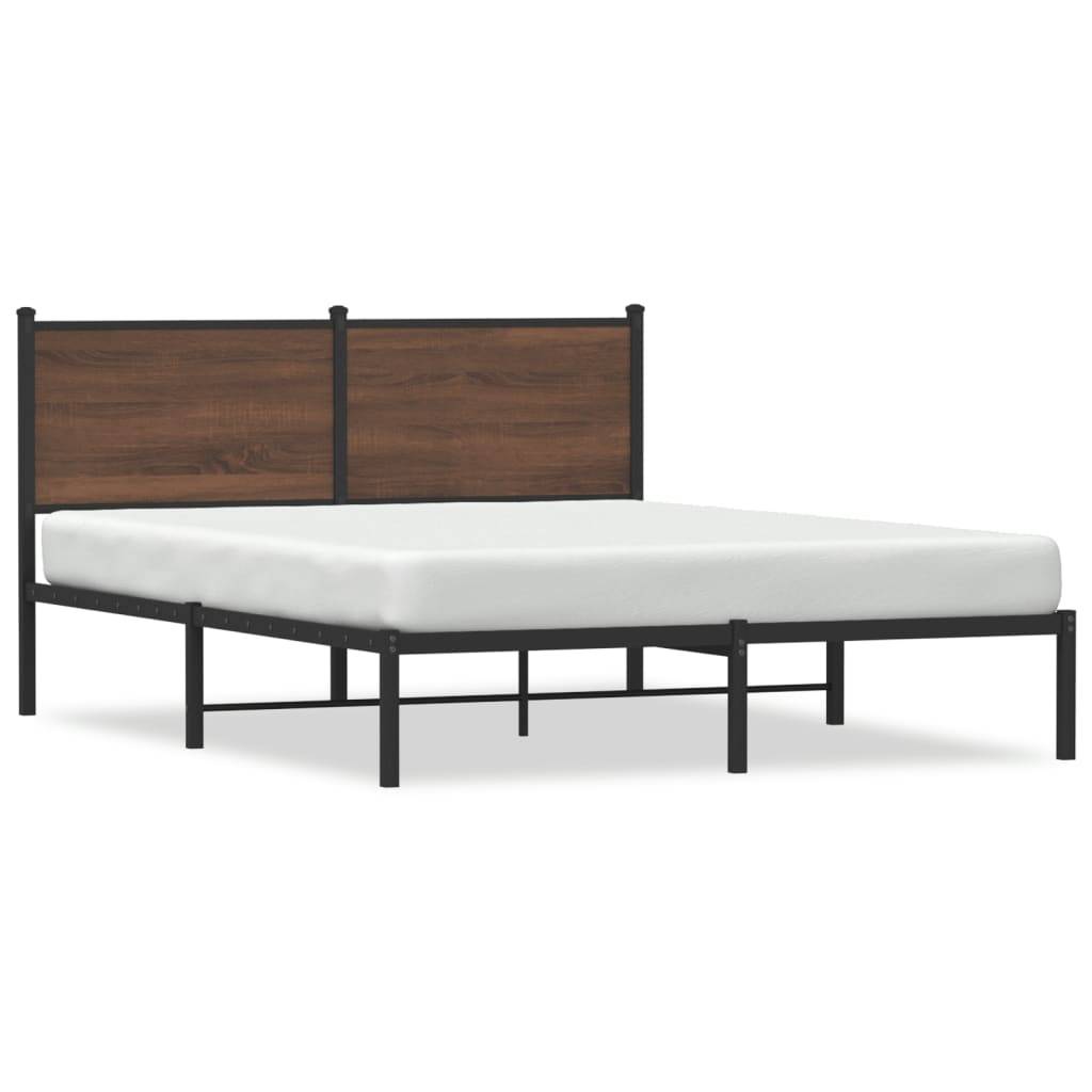 vidaXL Metallbett ohne Matratze Braun Eichen-Optik 150x200 cm