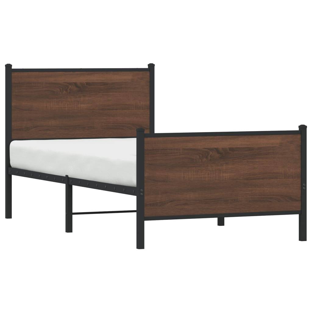 vidaXL Metallbett ohne Matratze Braun Eichen-Optik 90x200 cm