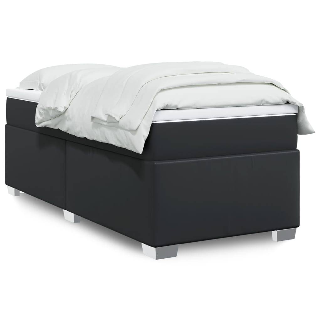 vidaXL Boxspringbett mit Matratze Schwarz 90x190 cm Kunstleder