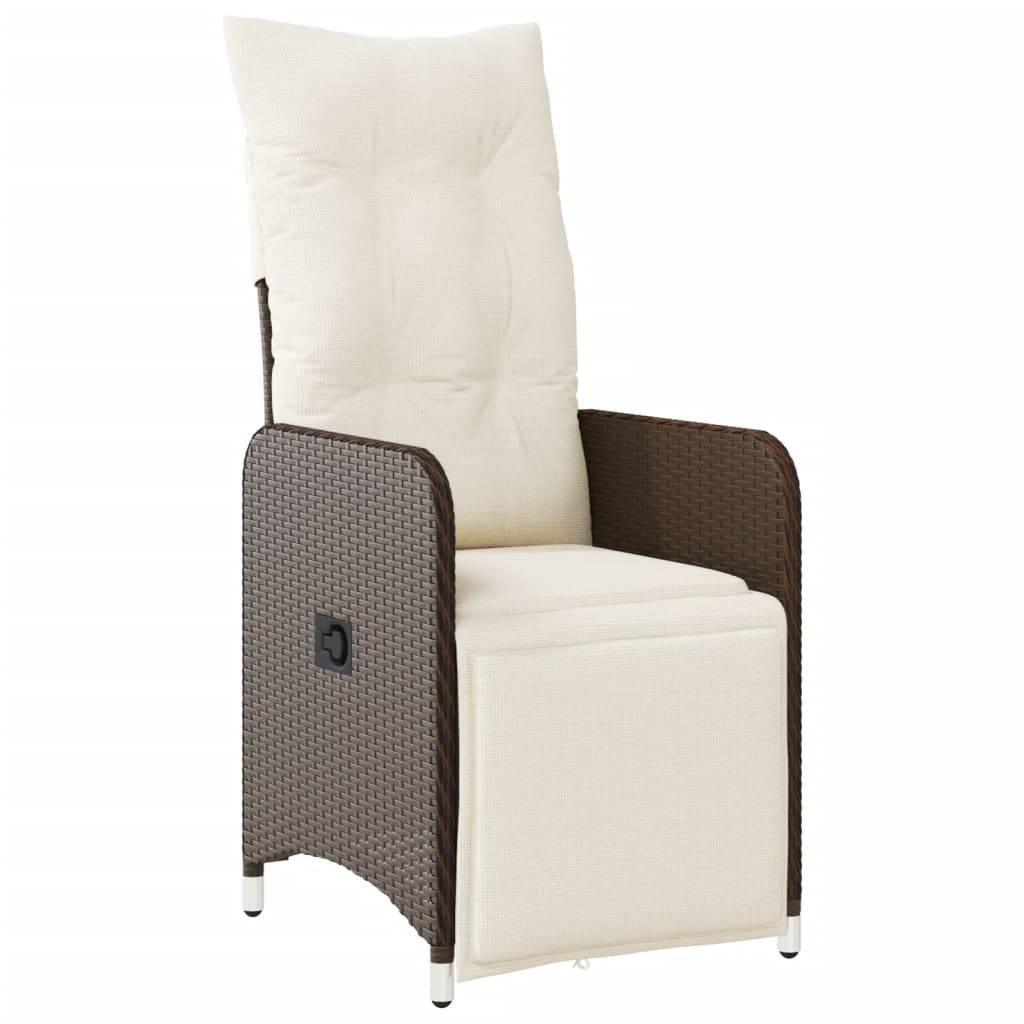 vidaXL 7-tlg. Garten-Bistro-Set mit Kissen Braun Poly Rattan