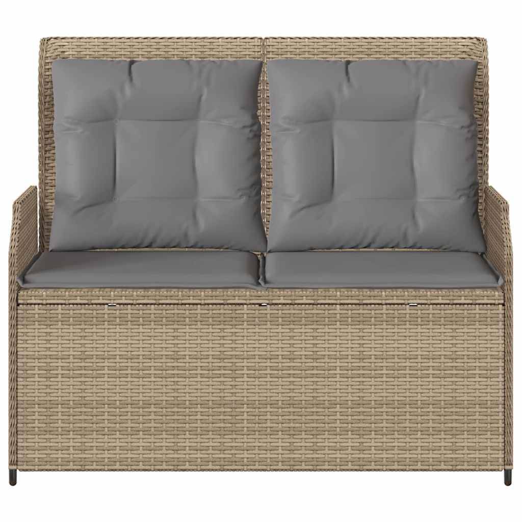 vidaXL Gartenbank Verstellbar mit Kissen Beige Poly Rattan