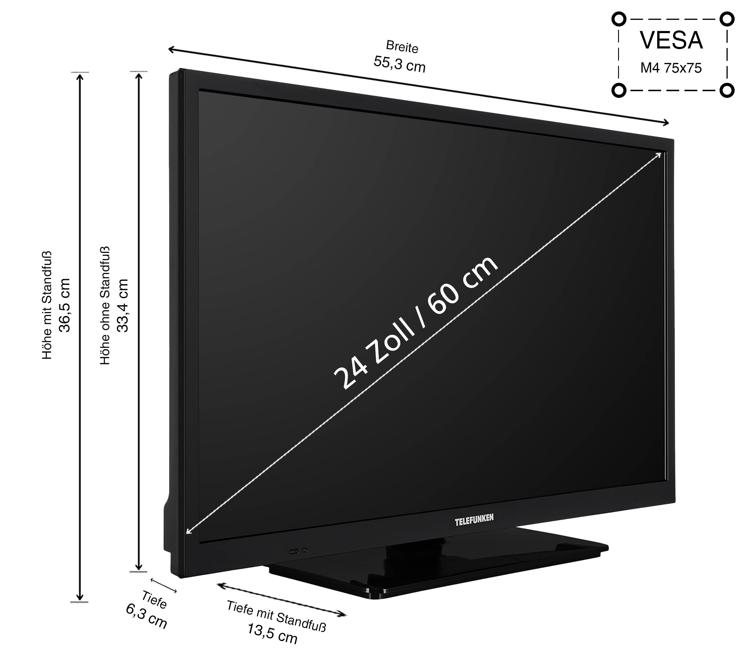 Telefunken XH24O550M Fernseher 24 Zoll HD Auflösung, LED TV mit Triple-Tuner, schwarz (2026)