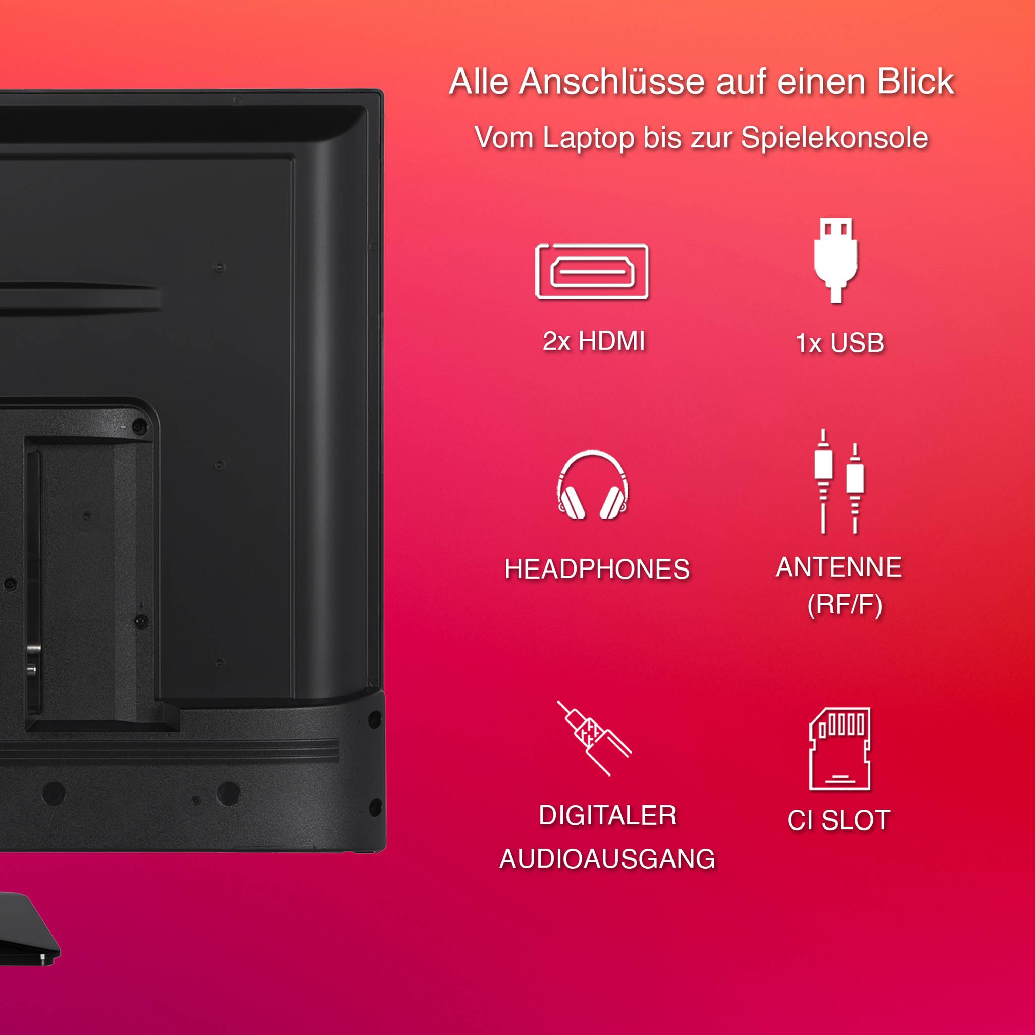 TELEFUNKEN XH24O550M Fernseher 24 Zoll HD-ready LED TV mit Triple-Tuner, schwarz