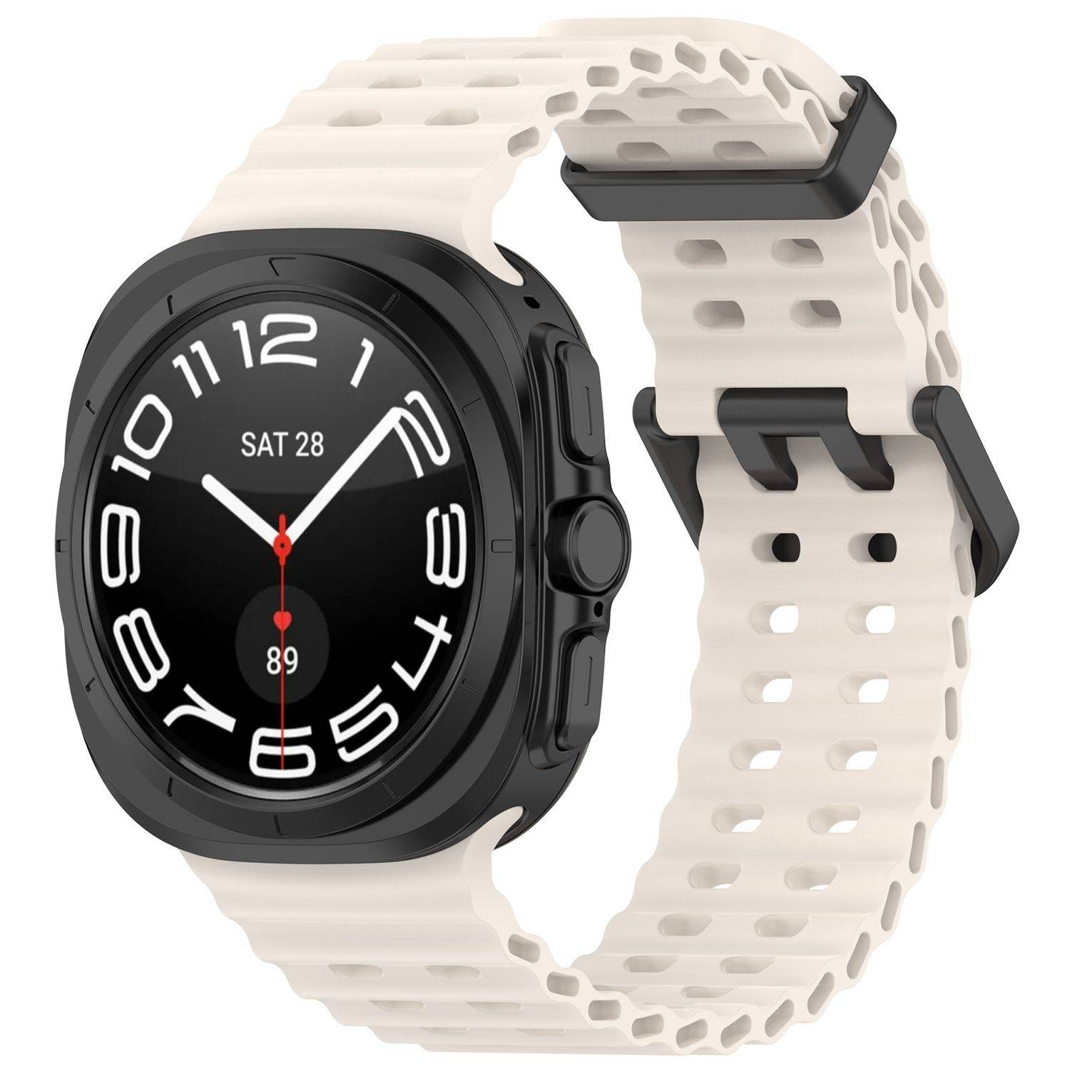 Für Samsung Galaxy Watch Ultra 47mm Silikon Dual Schnalle Band Beige