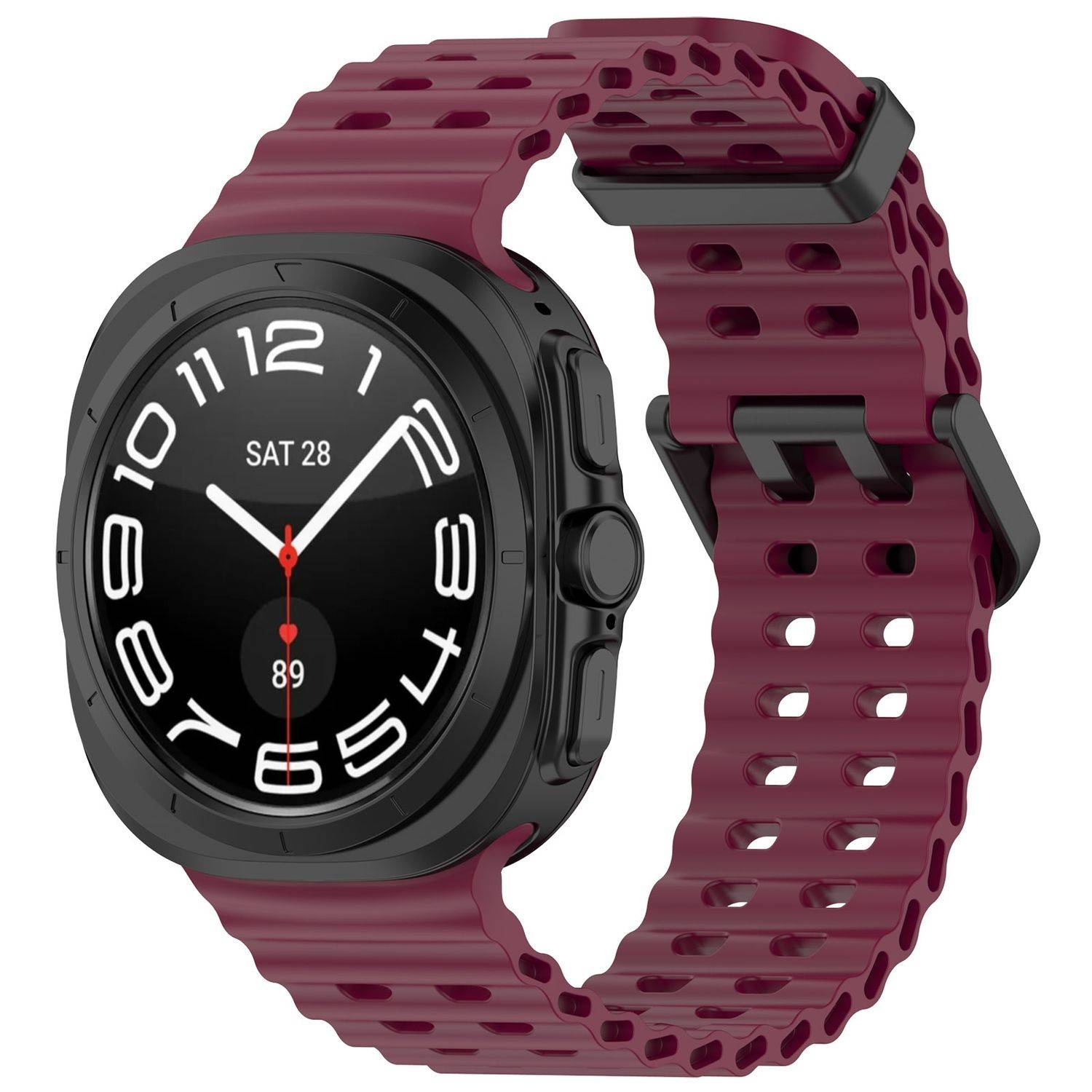Für Samsung Galaxy Watch Ultra 47mm Silikon Dual Schnalle Band Weinrot