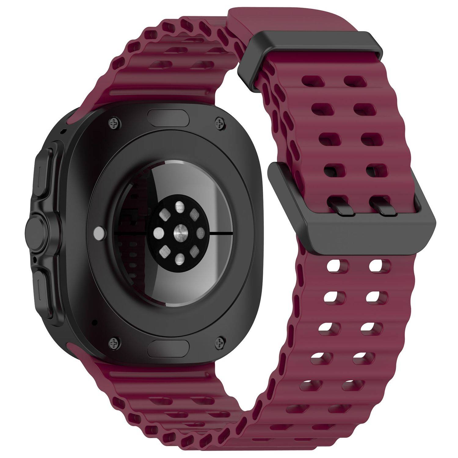 Für Samsung Galaxy Watch Ultra 47mm Silikon Dual Schnalle Band Weinrot