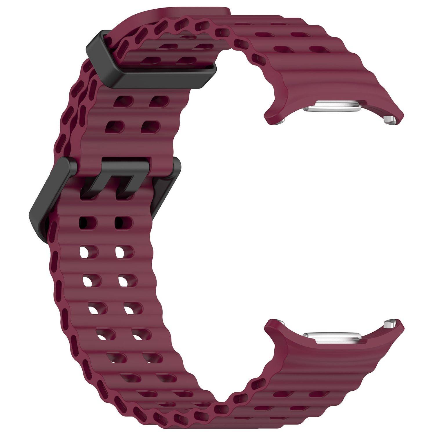 Für Samsung Galaxy Watch Ultra 47mm Silikon Dual Schnalle Band Weinrot