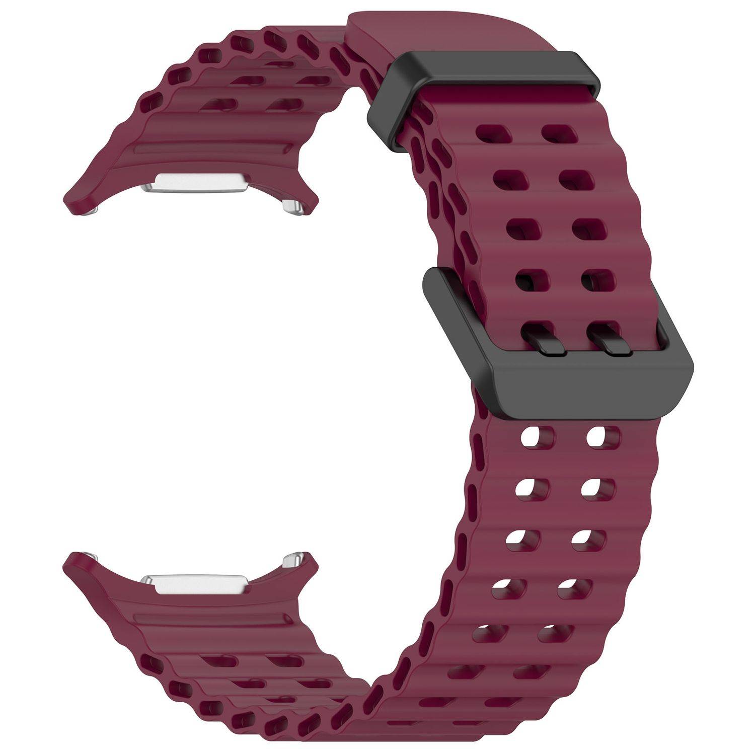 Für Samsung Galaxy Watch Ultra 47mm Silikon Dual Schnalle Band Weinrot
