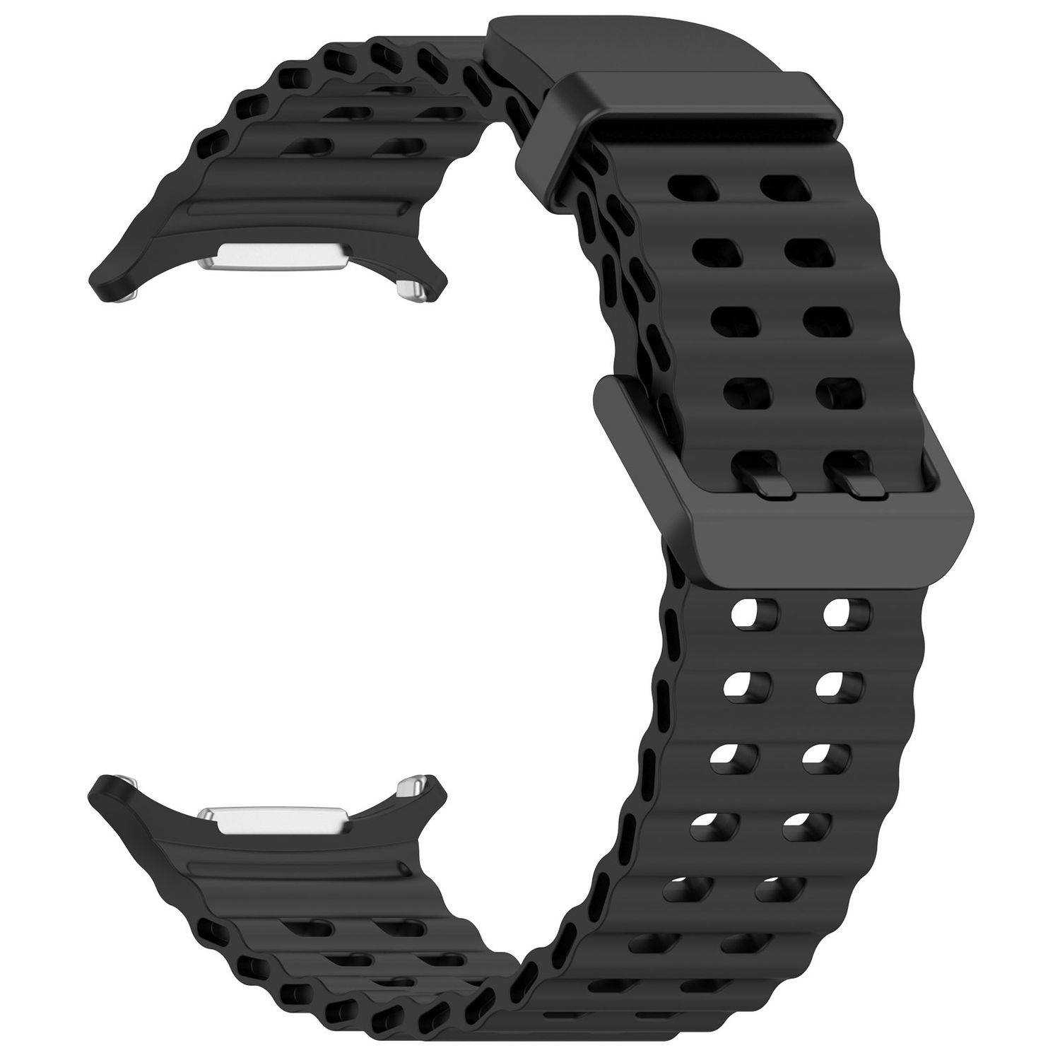 Für Samsung Galaxy Watch Ultra 47mm Silikon Dual Schnalle Band Schwarz