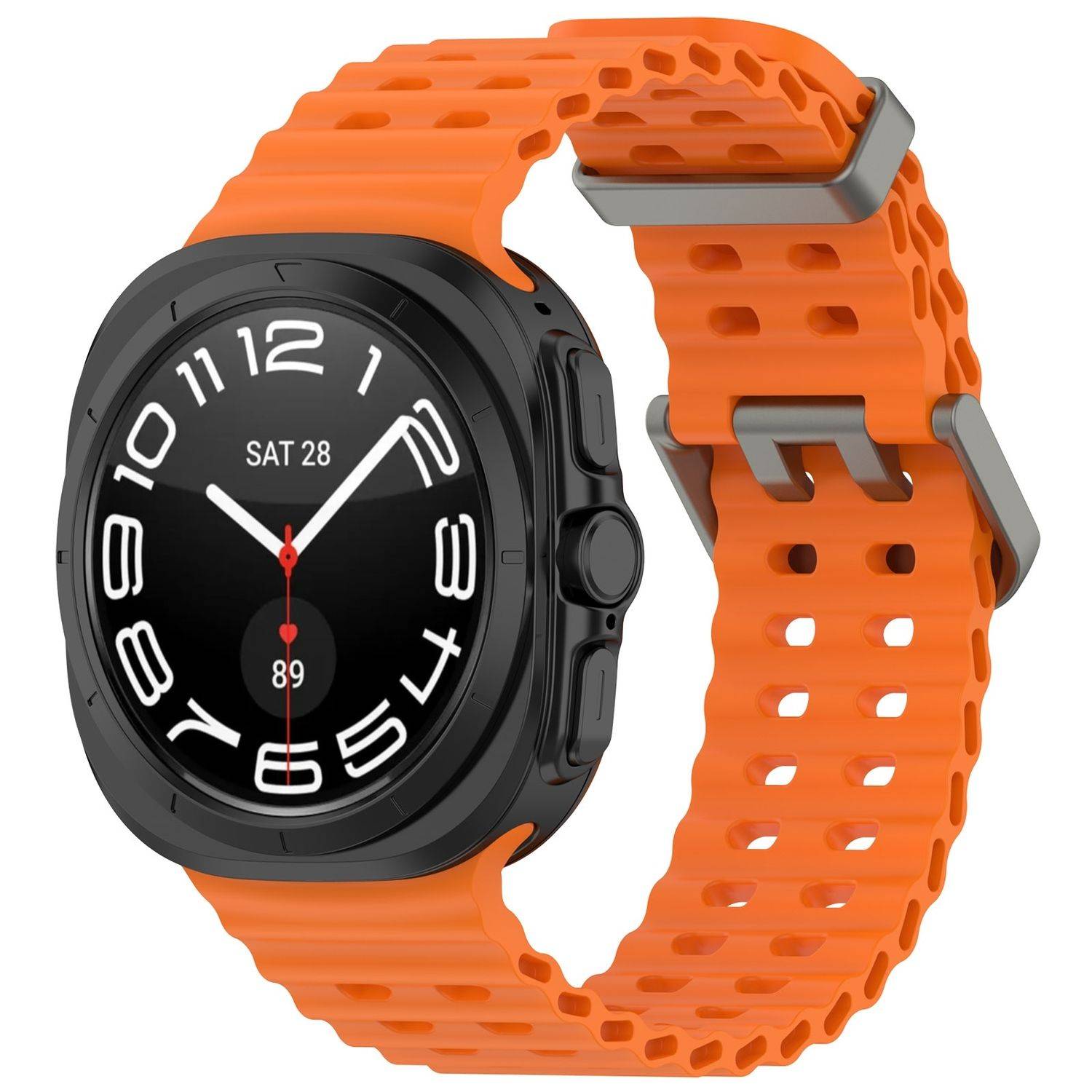 Für Samsung Galaxy Watch Ultra 47mm Silikon Dual Schnalle Band Orange
