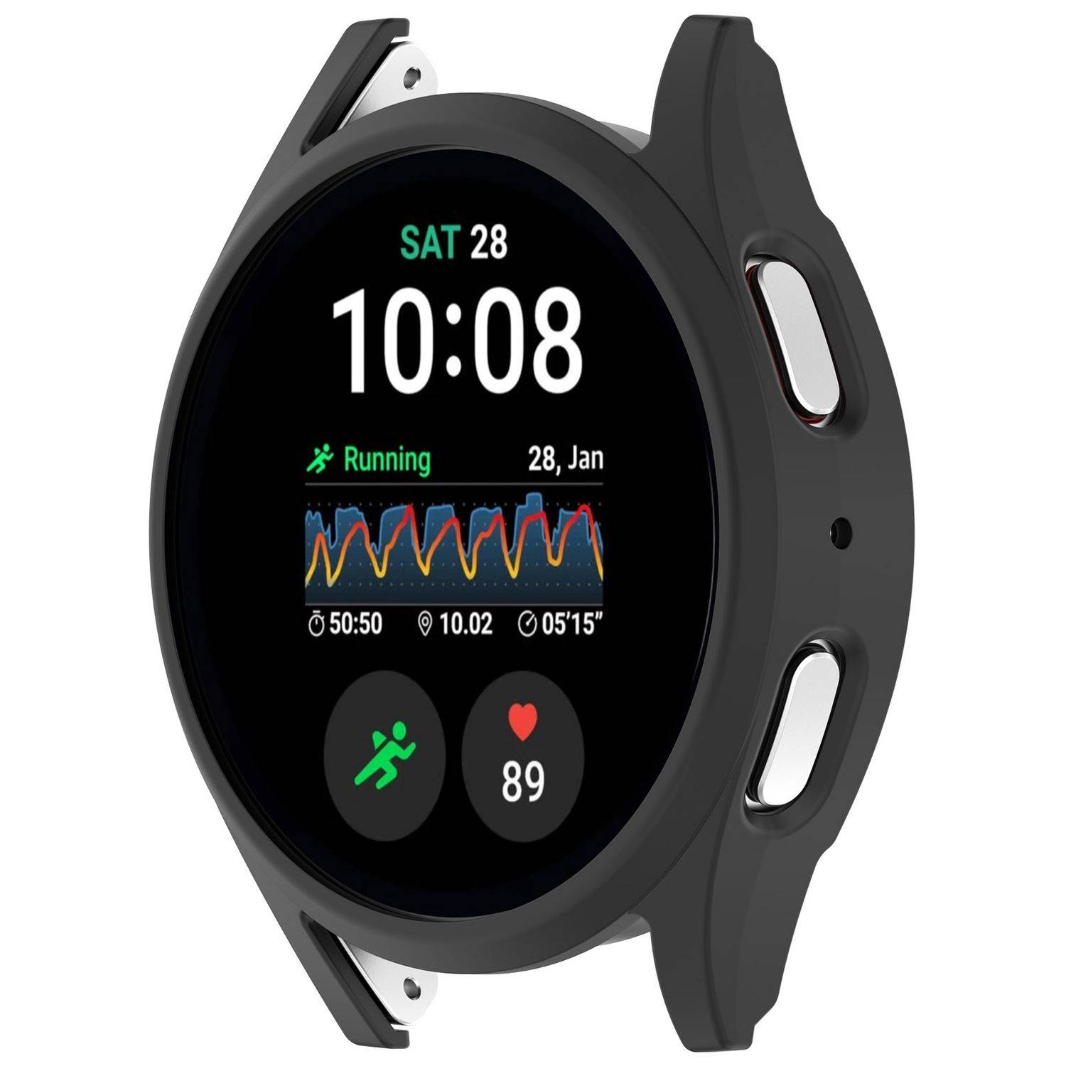 Für Samsung Galaxy Watch 7 44mm Kunststoff PC Gehäuse Hülle Schwarz