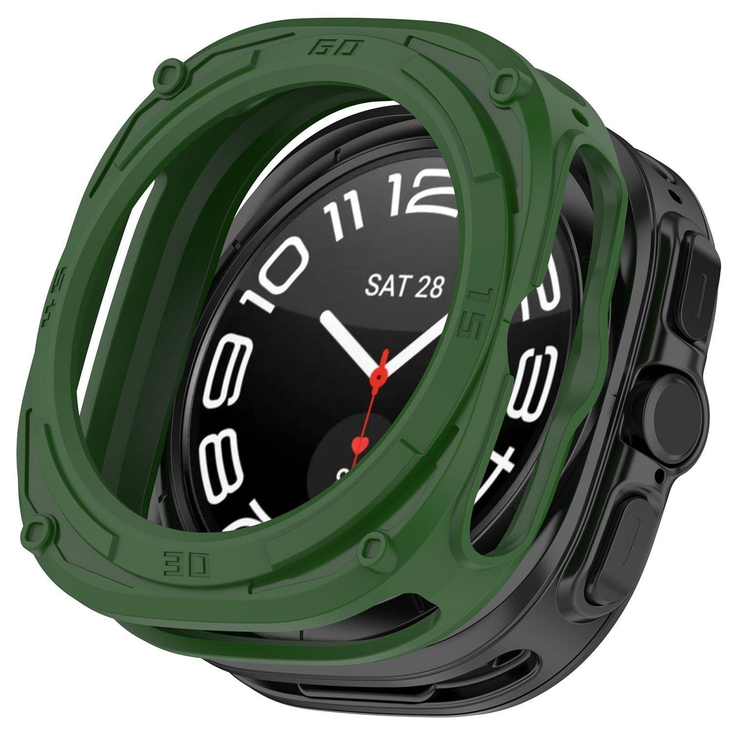 Für Samsung Galaxy Watch Ultra 47mm Armored TPU Gehäuse Hülle Grün