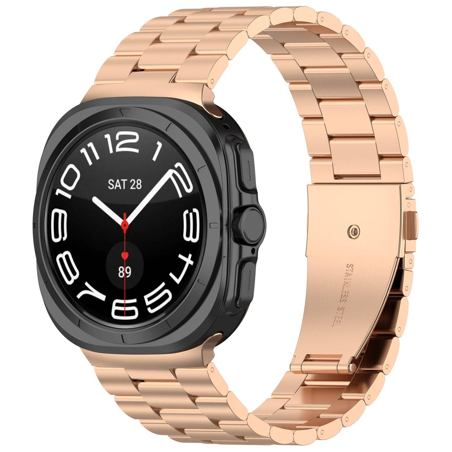 Für Samsung Galaxy Watch Ultra 47mm Edelstahl Metall Band Rose Gold