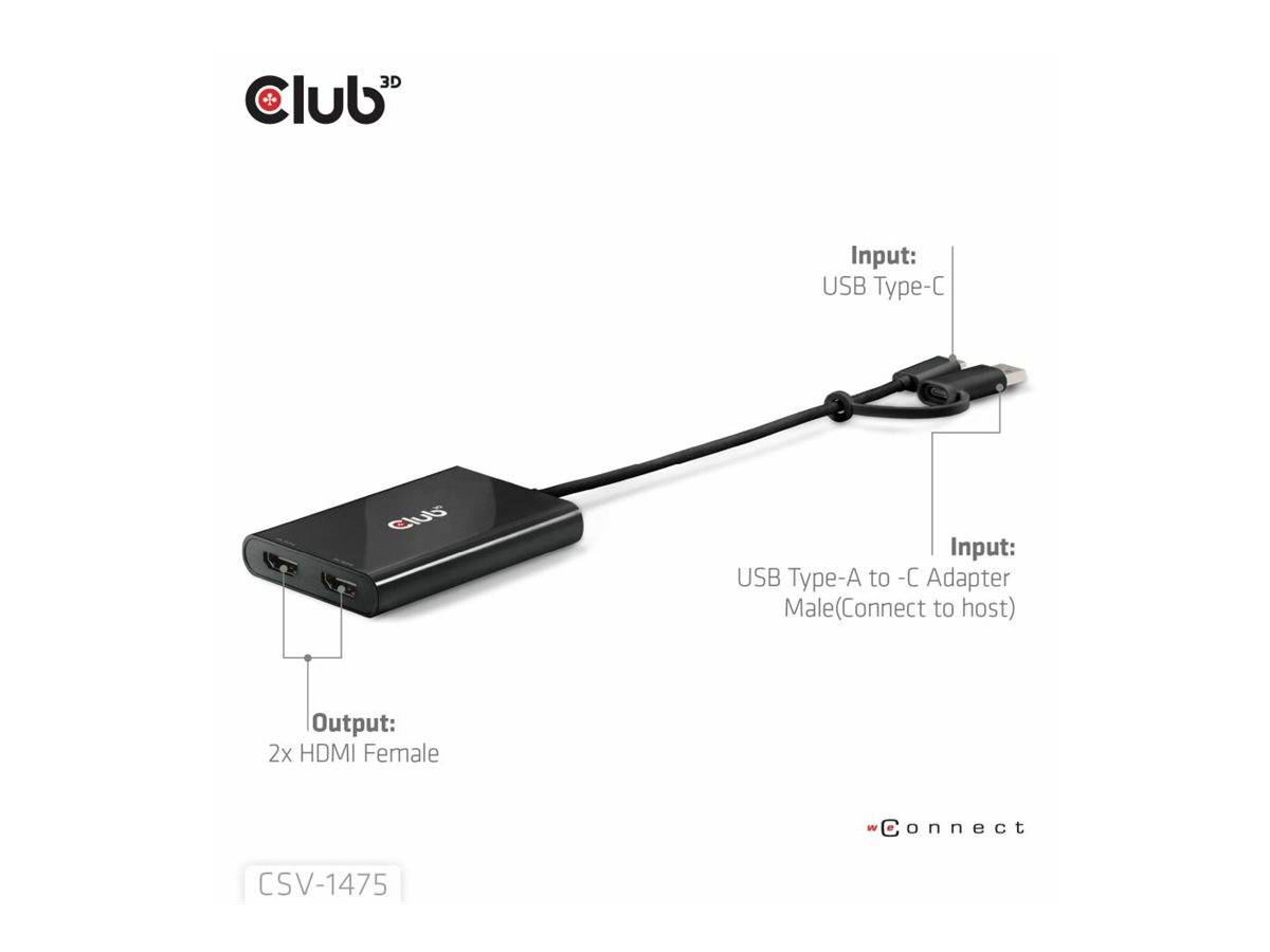 Club 3D - Videoadapter - 24 pin USB-C, USB Typ A (M)