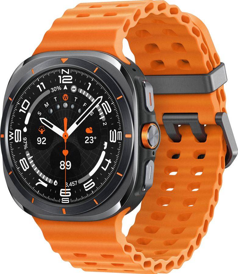 Samsung Galaxy Watch Ultra - 47 mm - Titan - intelligente Uhr mit Marineband - Gummi - Orange - Bandgröße: S/M/L - Anzeige 3.8 cm (1.5")