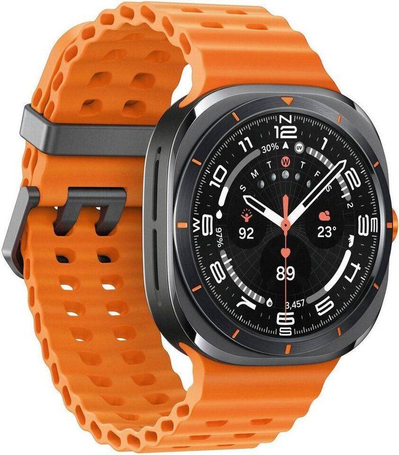 Samsung Galaxy Watch Ultra - 47 mm - Titan - intelligente Uhr mit Marineband - Gummi - Orange - Bandgröße: S/M/L - Anzeige 3.8 cm (1.5")